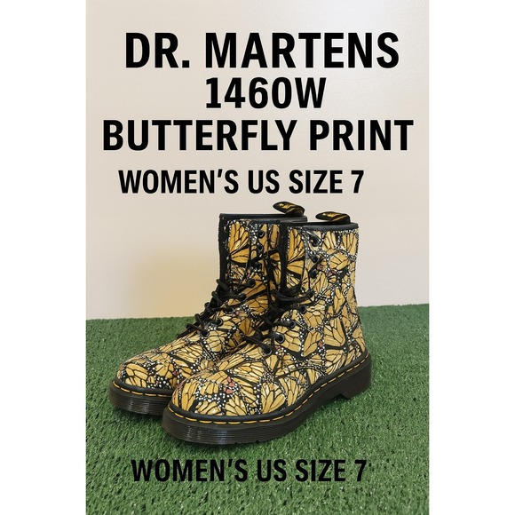 Dr. Martens Shoes - Dr. Martens 1460W Butterfly Print‎ Lace Up Boots Women's US Size 7